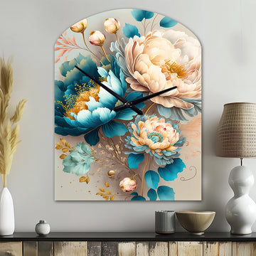 Multi-Color Blooming Flowers II - Asymmetric Metal Wall Clock